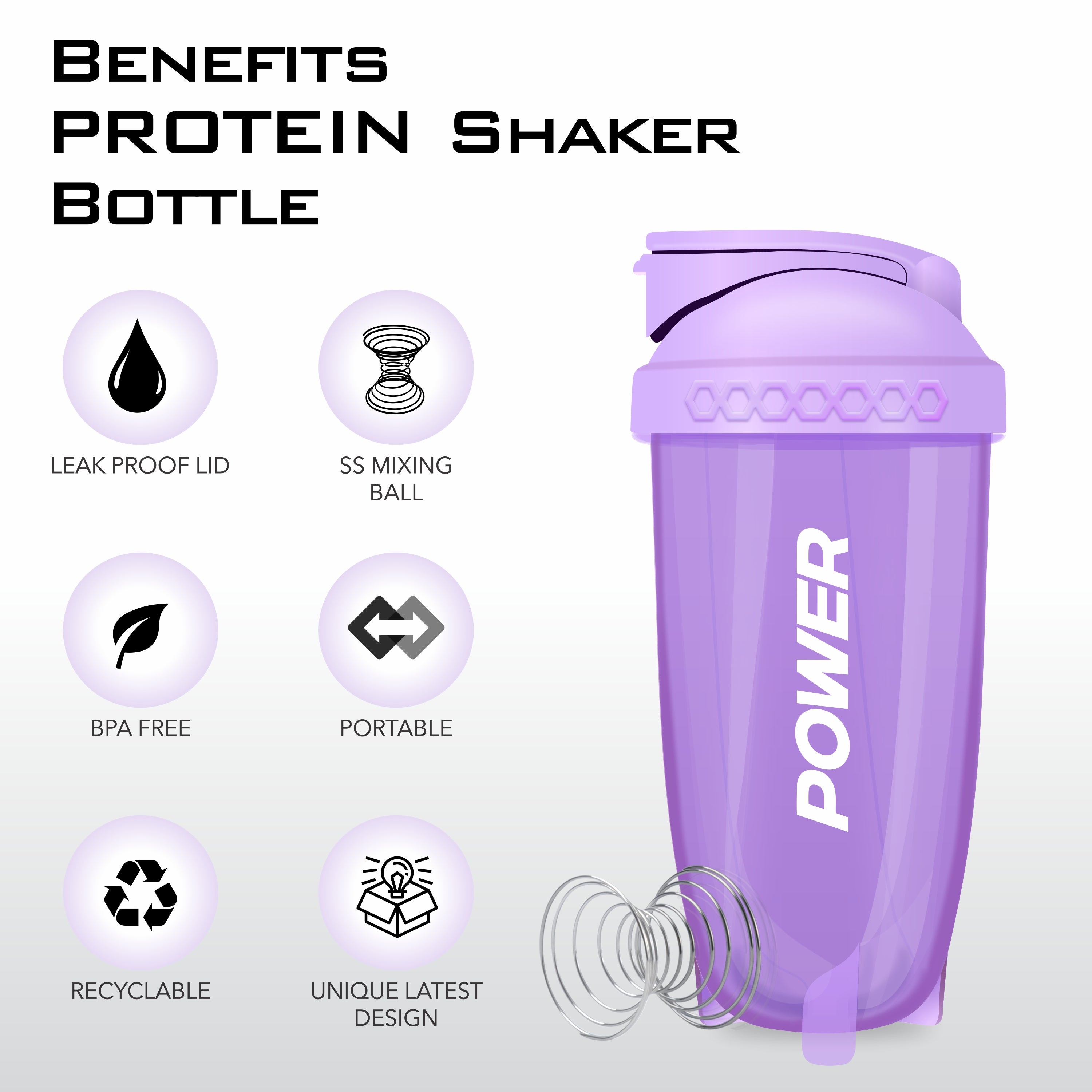 Acuna Premium Shaker Bottle, featuring "Benefits Protein Shaker Bottle" text, is designed for fitness enthusiasts and has a 600ML capacity.