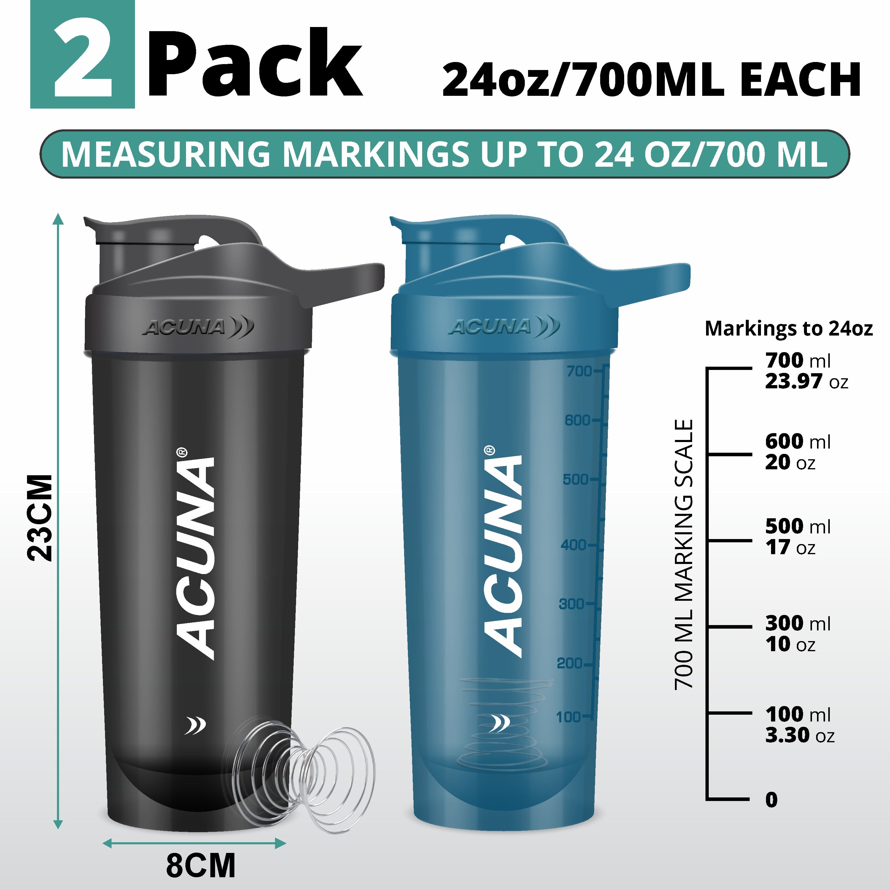 Classic Acuna Protein Shaker Bottle (Pack of 2)