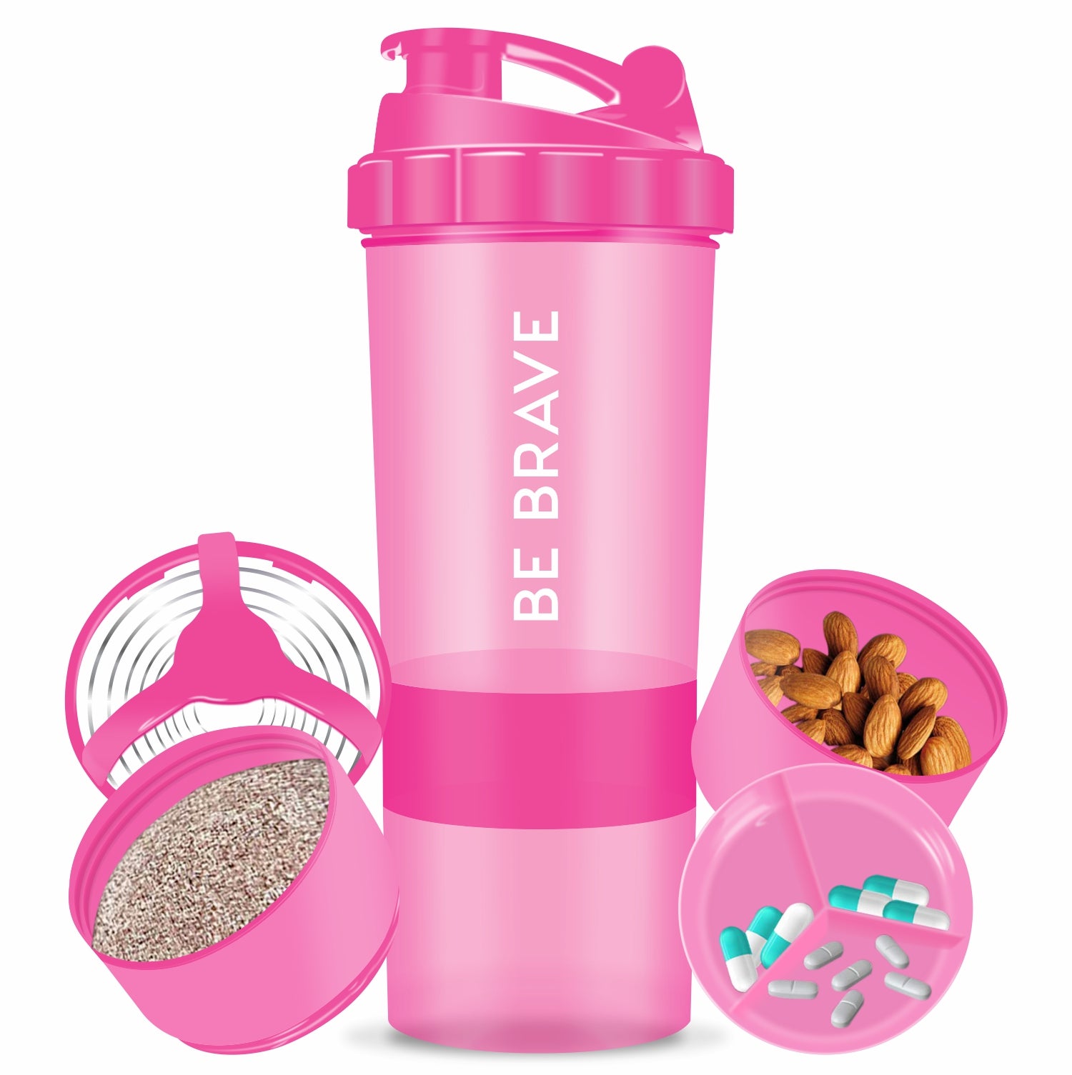 Compartment Shaker Bottle - BE BRAVE (600ML)