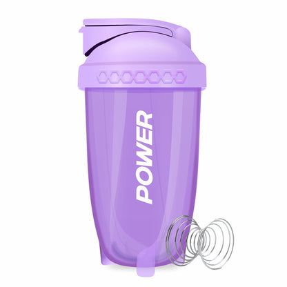 Purple Acuna Power Shaker Bottle with stainless steel mixing ball, perfect for protein shakes, smoothies, and fitness drinks.